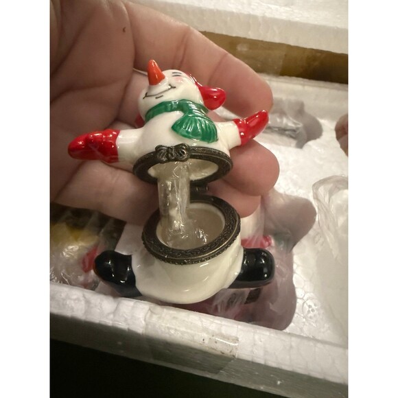 Vtg Y2K Winter Holiday Hinged Trinket Box w/Charm Set of 5 Santa, Snowman, etc - Picture 8 of 12